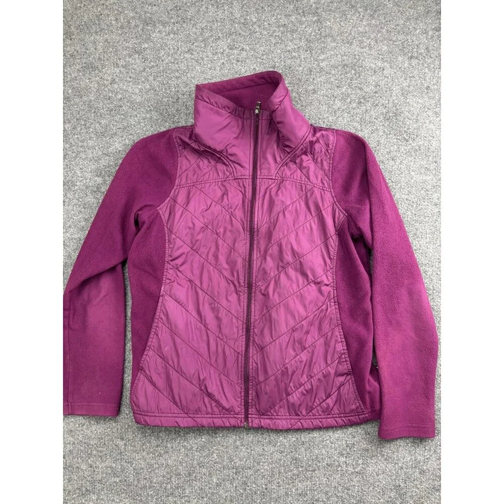 Columbia Jacket Womens XL Purple Fleece Lined Quilted Full‎ Zip Outdoor